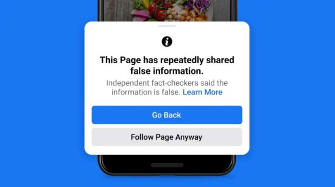 Facebook表示将惩罚被发现传播错误信息的个人账户